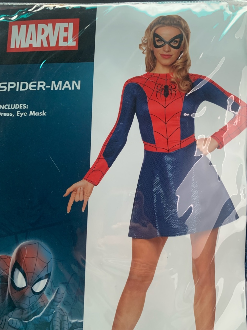 Marvel Adult Spider-Man Red and Blue Dress Costume with Black Mask Size Small